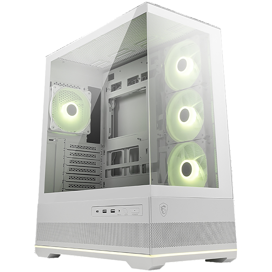 MSI MAG PANO 110R PZ WHITE, Mid-Tower, ATX/M-ATX/ITX, 2x USB 3.2, 1x USB Type-C 20Gbs, 1x Audio/Mic, LED Button, ARGB Hub, 4x 120mm ARGB Fans, ARGB Fan Hub, Mesh Panel, Tempered Glass, White
