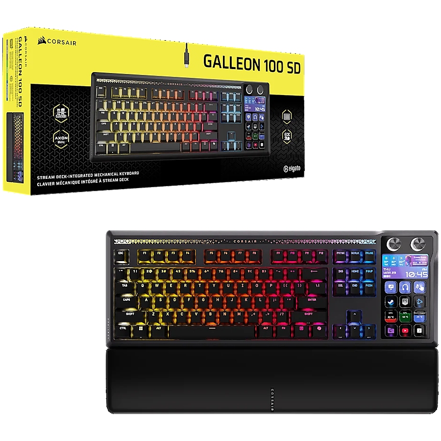 CORSAIR GALLEON 100 SD RGB Mechanical Gaming Keyboard, Backlit RGB LED, CORSAIR MLX Pulse, Black, Black PBT Keycaps