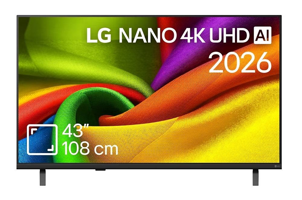 LG 43NU8E0B3LA, 43" 4K HDR UHD, 3840x2160, DVB-T2/C/S2, AI Alpha 7, HDR 10, webOS 26, ThinQ AI, VRR, ALLM, HGiG, WiFi, Clear Voice, 4K Super Upscaling, Bluetooth 5.3, Hdmi e-ARC , CI, LAN, AirPlay2, AI Sound Pro, Google Cast, 2 Pole stand, Black
