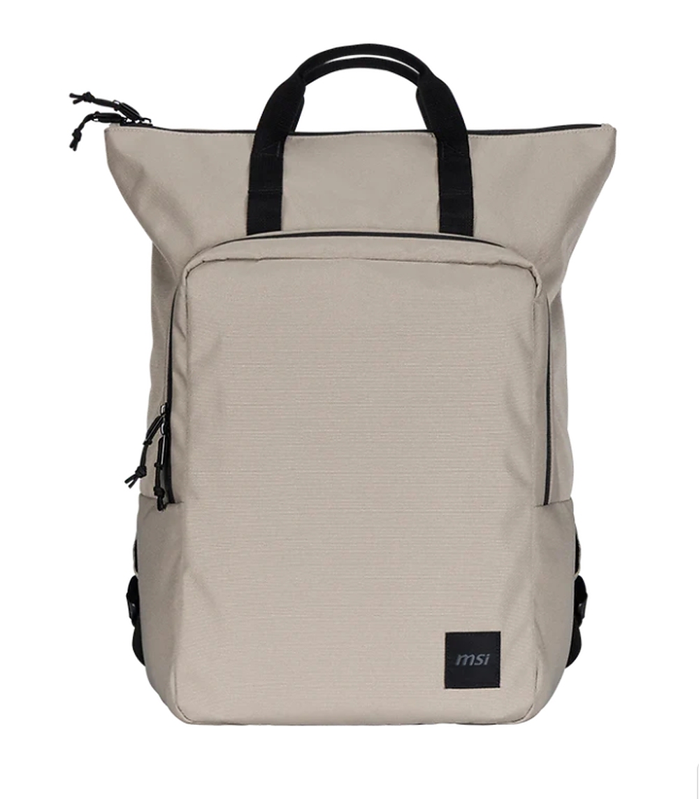MSI Venture Backpack, For up to 16 inch laptops, Front zipper storage bag, Water-repellent and wear-resistant, Moisture - bacteria proof, Environmentally certification, Desert beige grey, 46 x 40 x 15cm , easily accommodating laptops under 16 inches