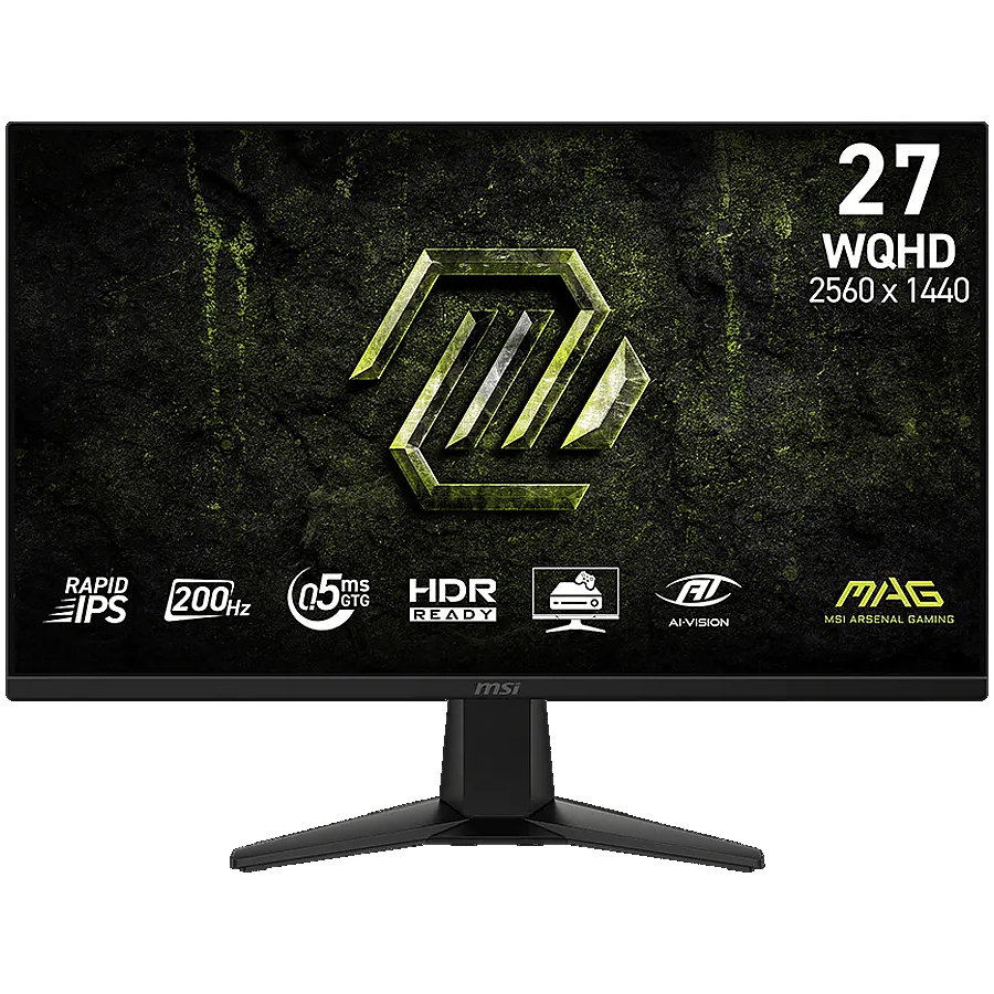 MSI MAG 275QF E20 Gaming Monitor, 27" 200Hz, WQHD (2560x1440) 16:9, Rapid IPS, 0.5ms, 300nits, 1000:1, 178/178, G-SYNC Compatible, AMD FreeSync Premium, Tilt, 1x DP, 2x HDMI, 3Y Warranty
