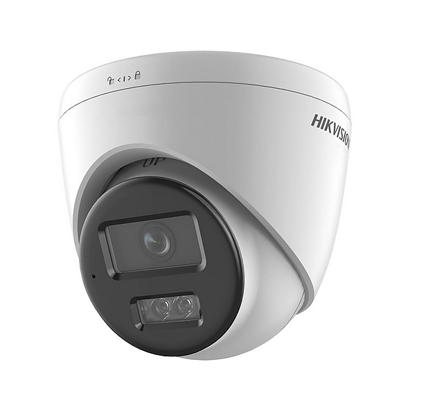 HikVision 8 MP Smart Hybrid Light Fixed Turret Network Camera, 2.8mm, F2.0, IR, White Light up to 30m, 120 dB WDR, H.265+, IP67, built-in microphone, built-in memory card slot, support micro SDXC (512GB), 12Vdc/PoE 6.5W