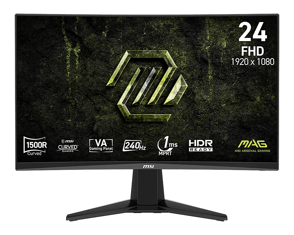 MSI MAG 245C X24 Gaming Monitor, 23.6", 1ms, 240Hz Curve 1500R VA, 1920x1080, AMD FreeSyncPremium, AI Vision, Console Mode, HDR Ready, 300nits AG, 1.07B, 3000:1, 100M:1, DP(1.2a), 2xHDMI(2.0b), Headphone out, Tilt, VESA 100, Black, 3.2kg