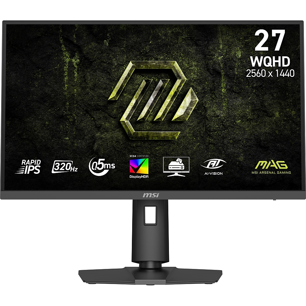 MSI MAG 274QPF X32 Gaming Monitor, 27", 0.5ms, 320Hz Rapid IPS, 2560x1440, G-SYNC, AMD FreeSync Premium, AI Vision, Console Mode, HDR400, 300nits AG, 1.07B, 1000:1, 100M:1, DP(1.4a), 2xHDMI(2.1), Headphone out, Pivot, Heigh Adj., VESA 100, Black, 6.7kg