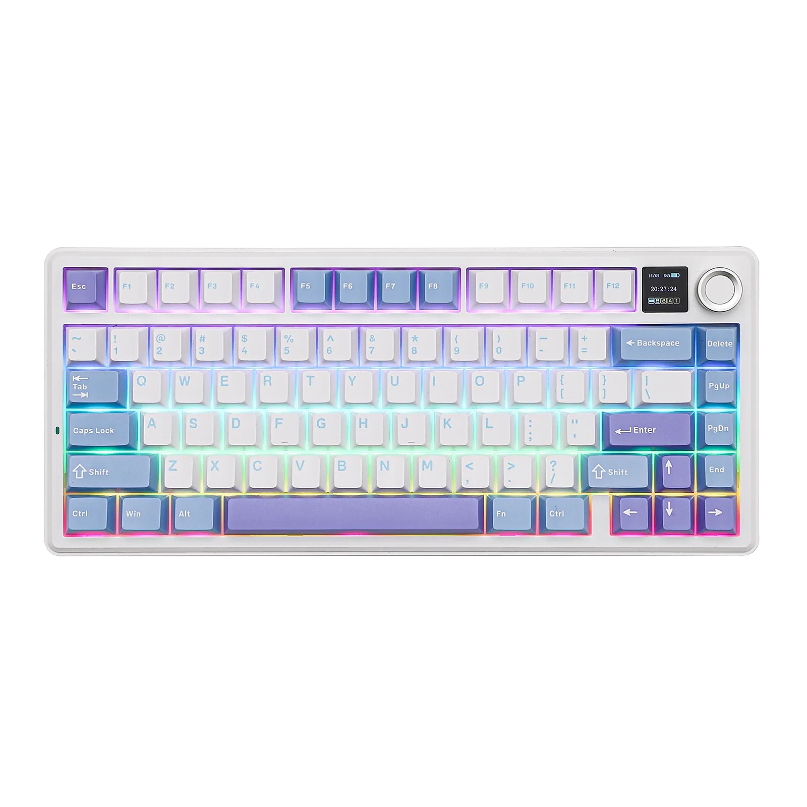 Aula геймърска механична клавиатура Wireless Gaming Mechanical Keyboard F75 MAX - Reaper Switch [Linear] (English US), White, Blue, Purple