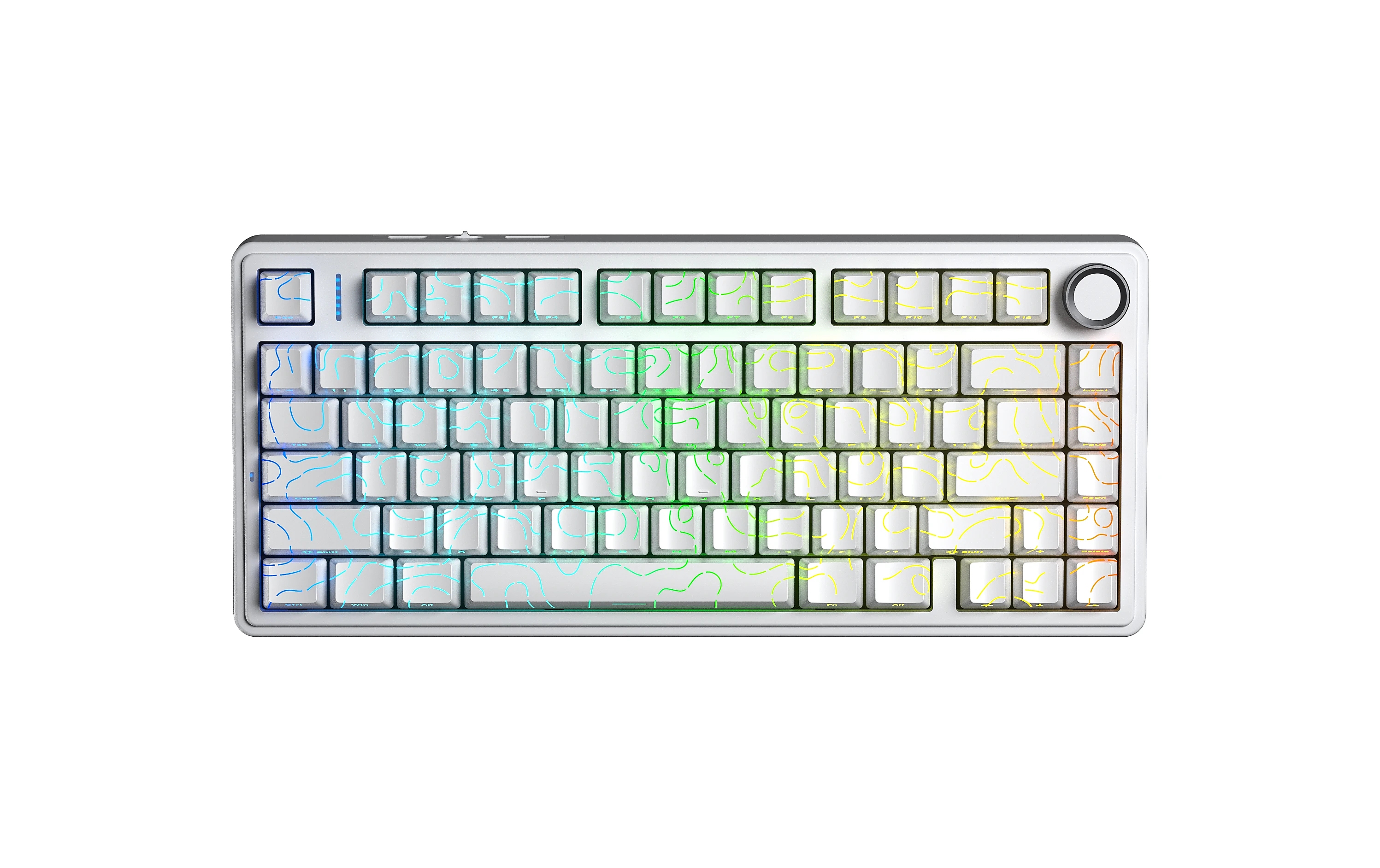 Aula геймърска механична клавиатура Wireless Gaming Mechanical Keyboard F75HE - Black King Magnetic Switch [Linear] (English US), White
