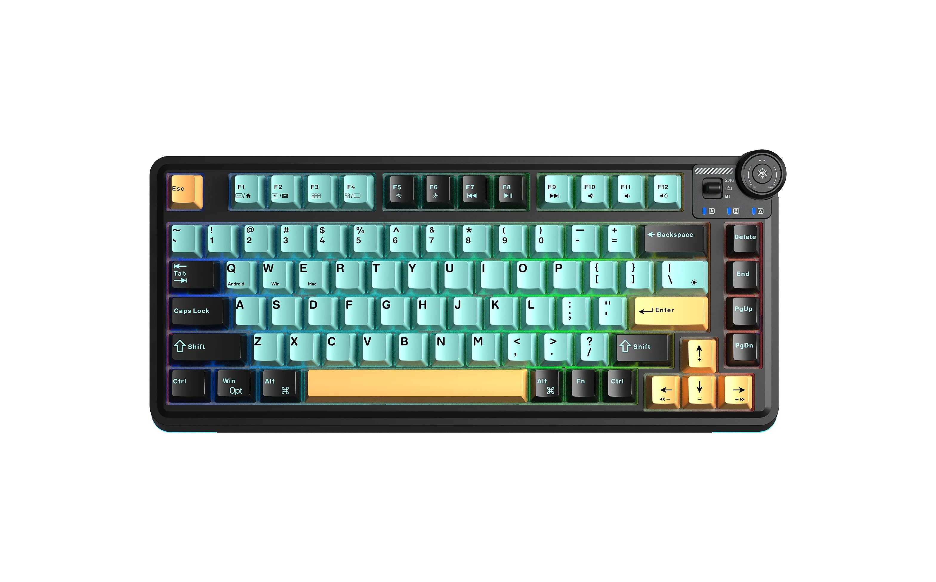 Aula геймърска механична клавиатура Wireless Gaming Mechanical Keyboard AU75 - Bloomfield Switch [Linear] (English US), Turmeric yellow