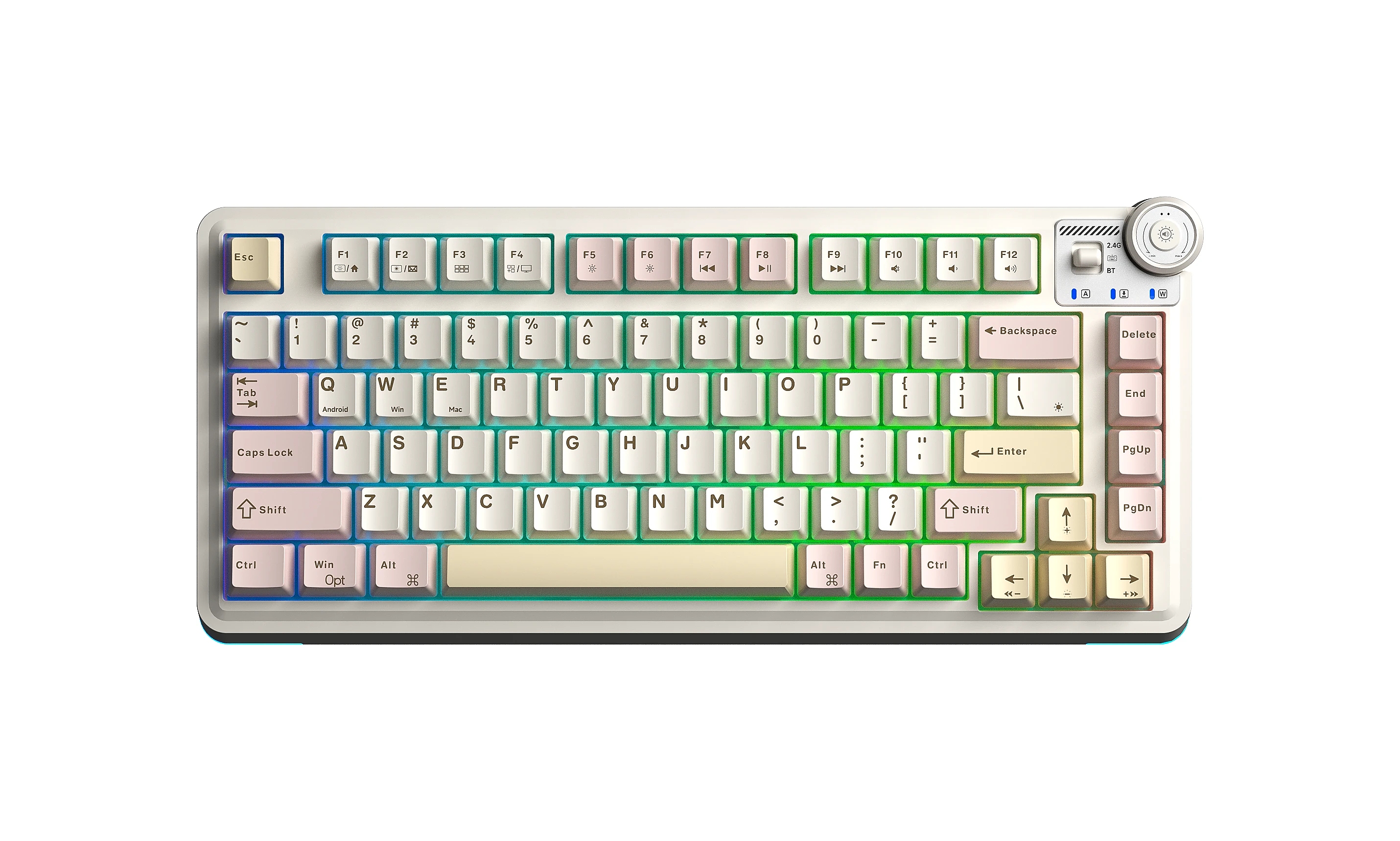 Aula геймърска механична клавиатура Wireless Gaming Mechanical Keyboard AU75 - Bloomfield Switch [Linear] (English US), Beige