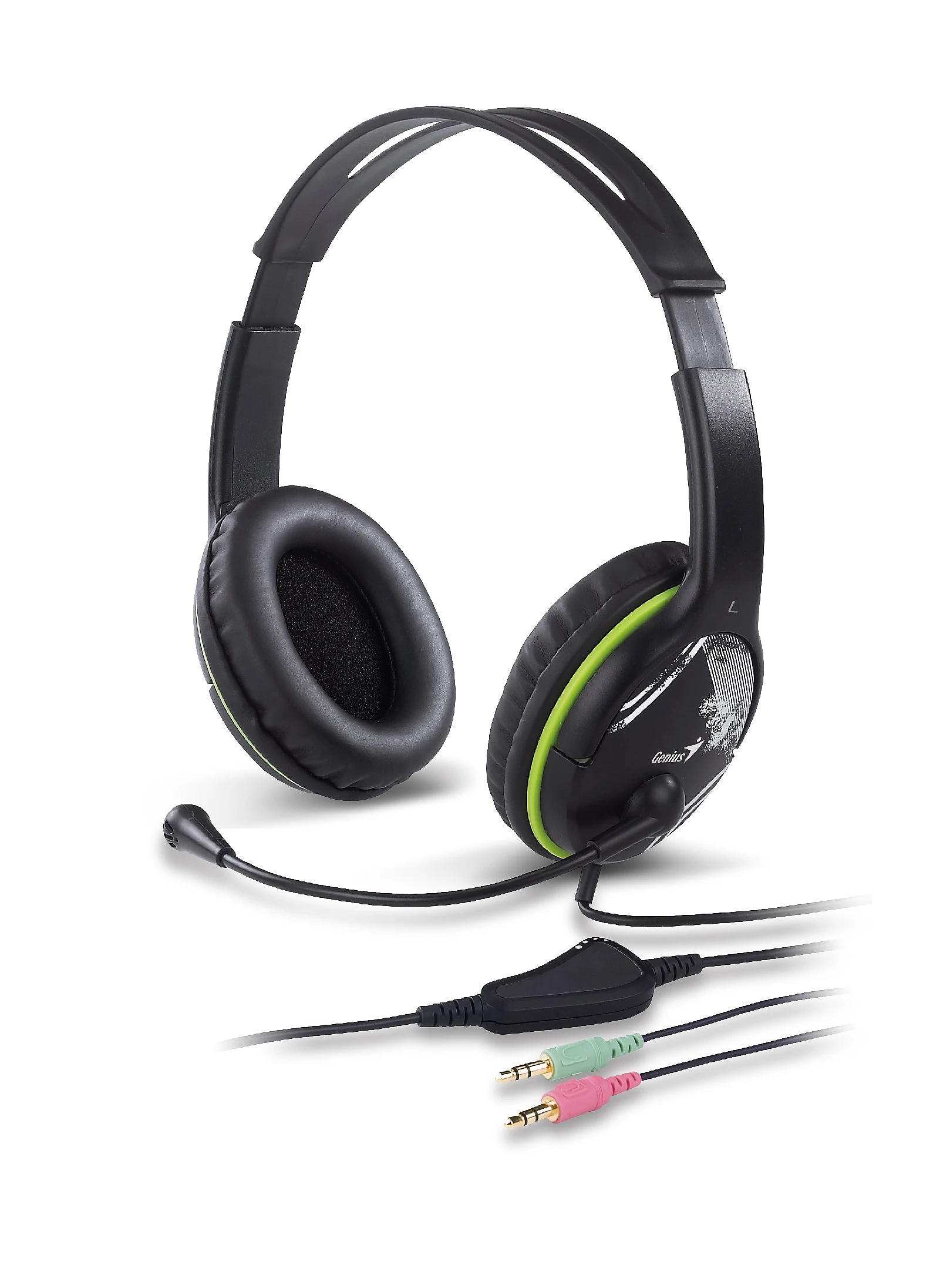 Genius слушалки с микрофон Headset HS-400A - 3.5 mm, Mic, Black/Green