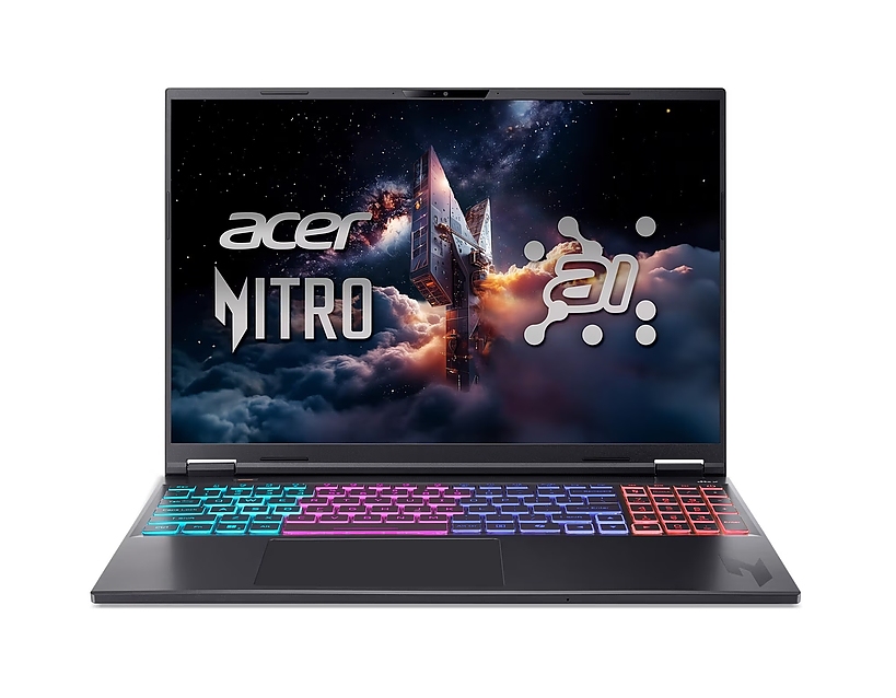 Acer Nitro 16S AI, AN16S-61-R44A, AMD Ryzen 7 350 (up to 5.0GHz, 16MB), 16" WQXGA (2560x1600) IPS 180Hz, 1*16GB DDR5 (1 slot free), 1024GB PCIe NVMe SSD, GeForce RTX 5070 8GB GDDR7, FHD Cam, WiFi 6E, BT 5.3, No Os, Black
