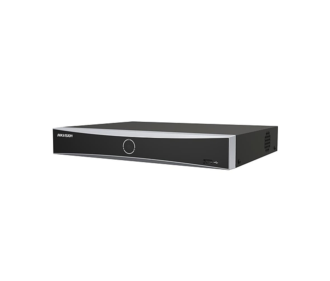 HikVision 16-ch 1U K Series AcuSense 4K NVR, Up to 2-ch@12 MP (2x12 MP/4x8 MP/8x4 MP/16x1080p), H.265+, 1 SATA HDD up to 16TB, 2x USB 2.0; Video input: HDMI 1-ch, 4K (3840x2160)/30 Hz, VGA 1-ch, 1920x1080/60 Hz, Audio Output: 1-ch, RCA (Linear, 1 kOhm)