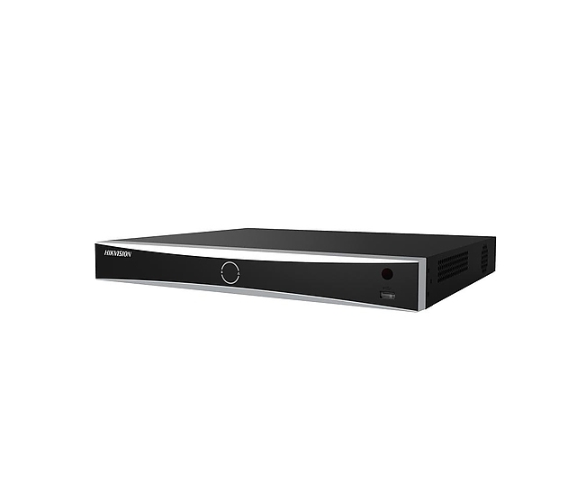 HikVision 16-ch 1U K Series AcuSense 4K NVR, Up to 2-ch@12 MP (2x12 MP/4x8 MP/8x4 MP/16x1080p), H.265+, 2 SATA HDD up to 16TB each, 2x USB 2.0; Video input: HDMI 1-ch, 4K (3840x2160)/30 Hz, VGA 1-ch, 1920x1080/60 Hz, Audio Output: 1-ch,RCA (Linear,1kOhm)