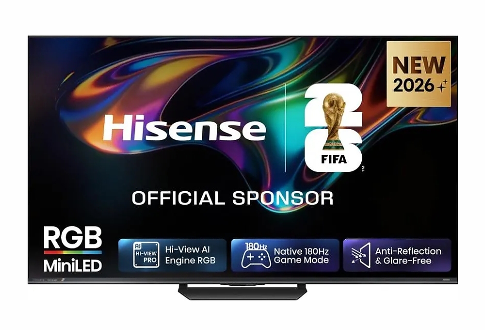 Hisense 55" UR8S, 4K Ultra HD 3840x2160, RGB Mini Led , DLED, Quantum Dot, 180Hz, IPS, HDR 10+, HLG, Dolby Vision IQ, Dolby Atmos, Smart TV,Light Sensor,WiFi 6eGHz, WiFi Direct, BT,2x10 W + 20 W + 2x5 W, Anyview Cast, 4xHDMI, 2xUSB, LAN, CI+, DVB-T2/C/S2