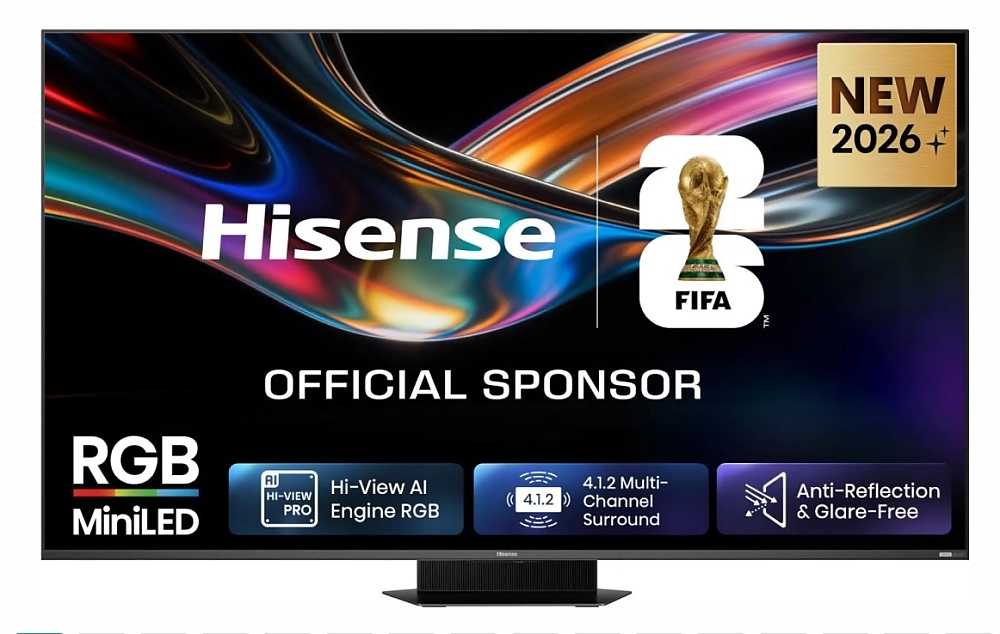 Hisense 85" UR9S, 4K Ultra HD 3840x2160, RGB Mini Led , DLED, Quantum Dot, 180Hz, IPS, HDR 10+, HLG, Dolby Vision IQ, Dolby Atmos, Smart TV,Light Sensor,WiFi 6eGHz, WiFi Direct, BT,2x15 W + 2x10 W + 20 W + 2x10W, Anyview Cast, 3xHDMI, 2xUSB, LAN, CI+, DV