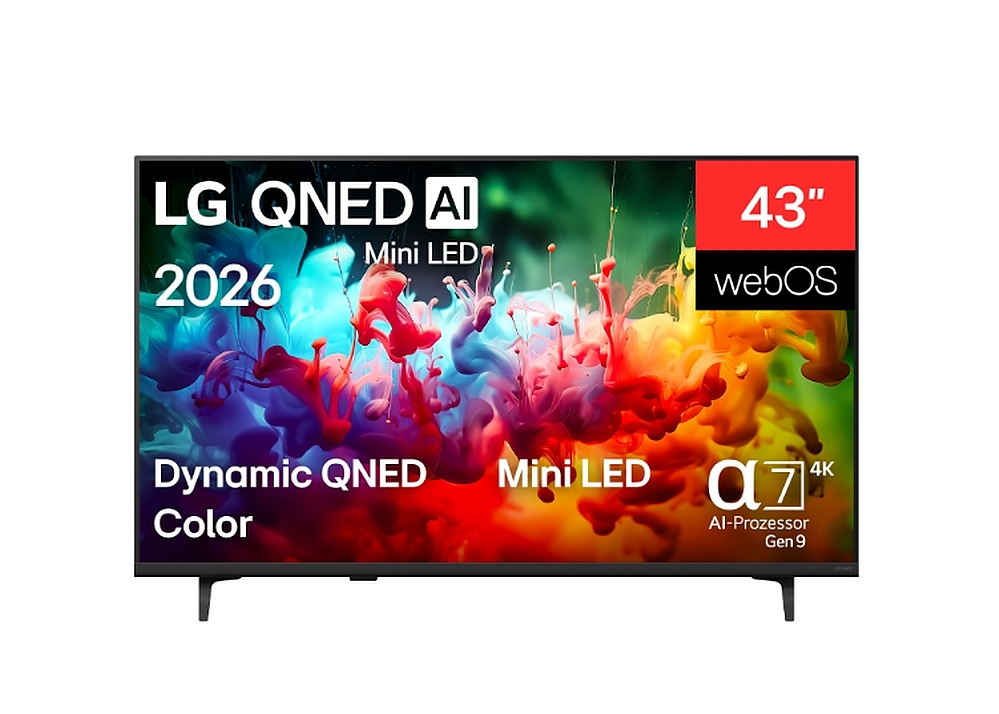 LG 43QNED71B3B, 43" 4K QNED MiniLED Smart TV, 3840x2160, DVB-T2/C/S2, Alpha 7 AI Processor, HDR10 / HLG, webOS 26 ThinQ, VRR / ALLM / HGiG, 4K Super Upscaling, WiFi 5, Bluetooth 5.3, AirPlay 2, LAN, CI, HDMI, AI Sound Pro, Google Cast, 2 pole Stand