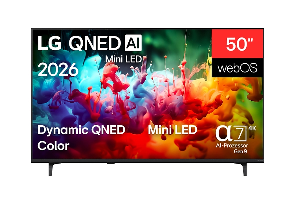 LG 50QNED71B3B., 50" 4K QNED MiniLED Smart TV, 3840x2160, DVB-T2/C/S2, Alpha 7 AI Processor, HDR10 / HLG, webOS 26 ThinQ, VRR / ALLM / HGiG, 4K Super Upscaling, WiFi 5, Bluetooth 5.3, AirPlay 2, LAN, CI, HDMI, AI Sound Pro, Google Cast, 2 pole Stand