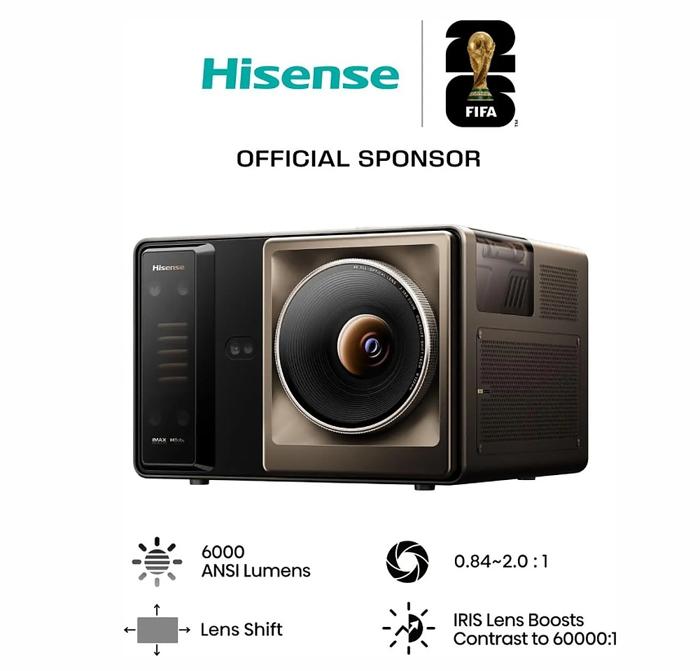 Hisense HR10 Laser Projector, 4K Ultra HD 3840x2160, 6000:1, 6000 lum, 60 Hz, 16:9, Throw ratio 0.84-2.0: 1, VIDAA U9,3 x HDMI, HDR, HDR 10, HDR 10+, DTS Virtual X, 2x8W+15W, Black