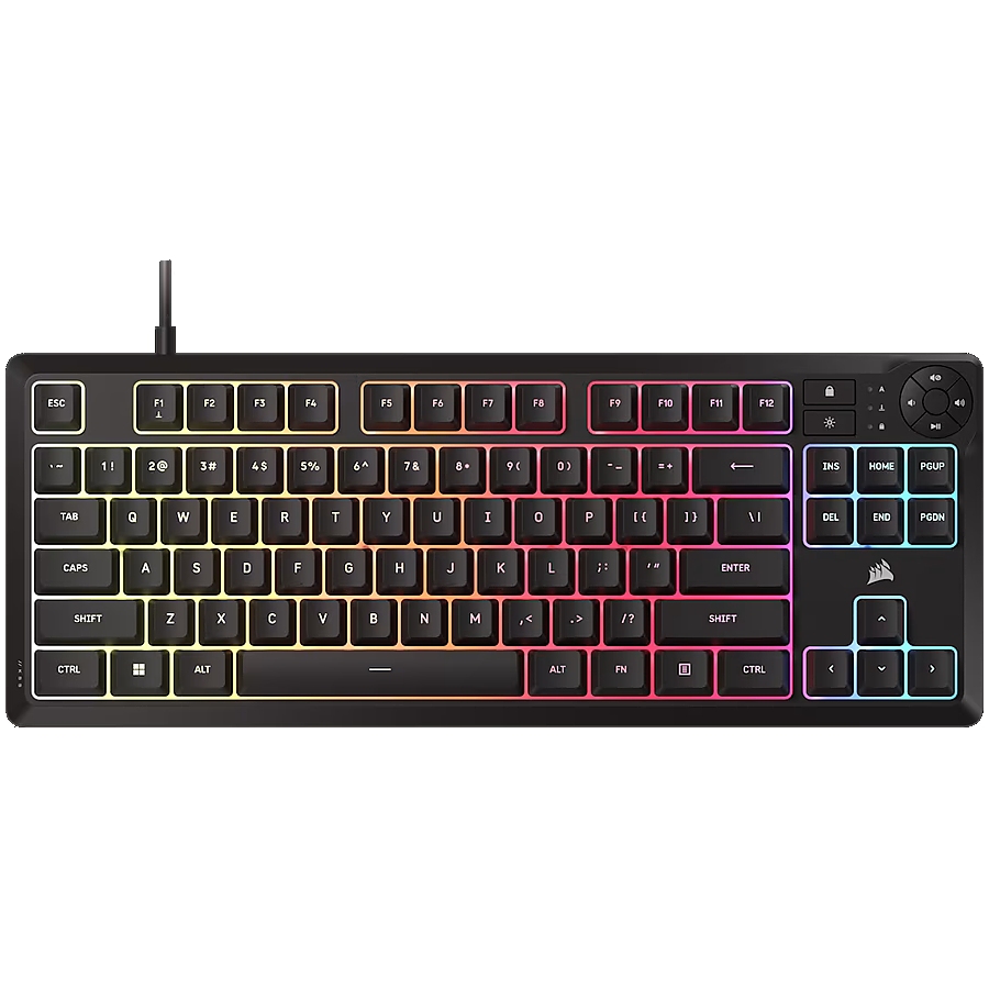 CORSAIR K55 CORE TKL RGB Gaming Keyboard, Backlit Zoned RGB LED, Rubberdome