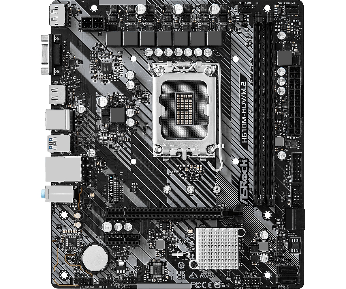 Дънна платка ASRock H610M-HDV/M.2 R 2.0, LGA1700, DDR4, mATX