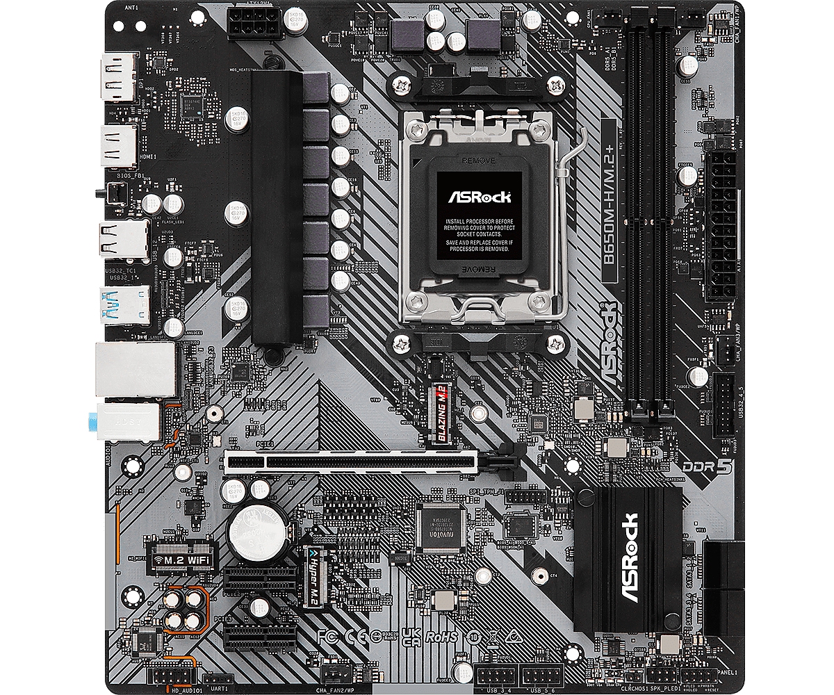 Дънна платка ASROCK B650M-H/M.2+, Socket AM5, 2xDDR5