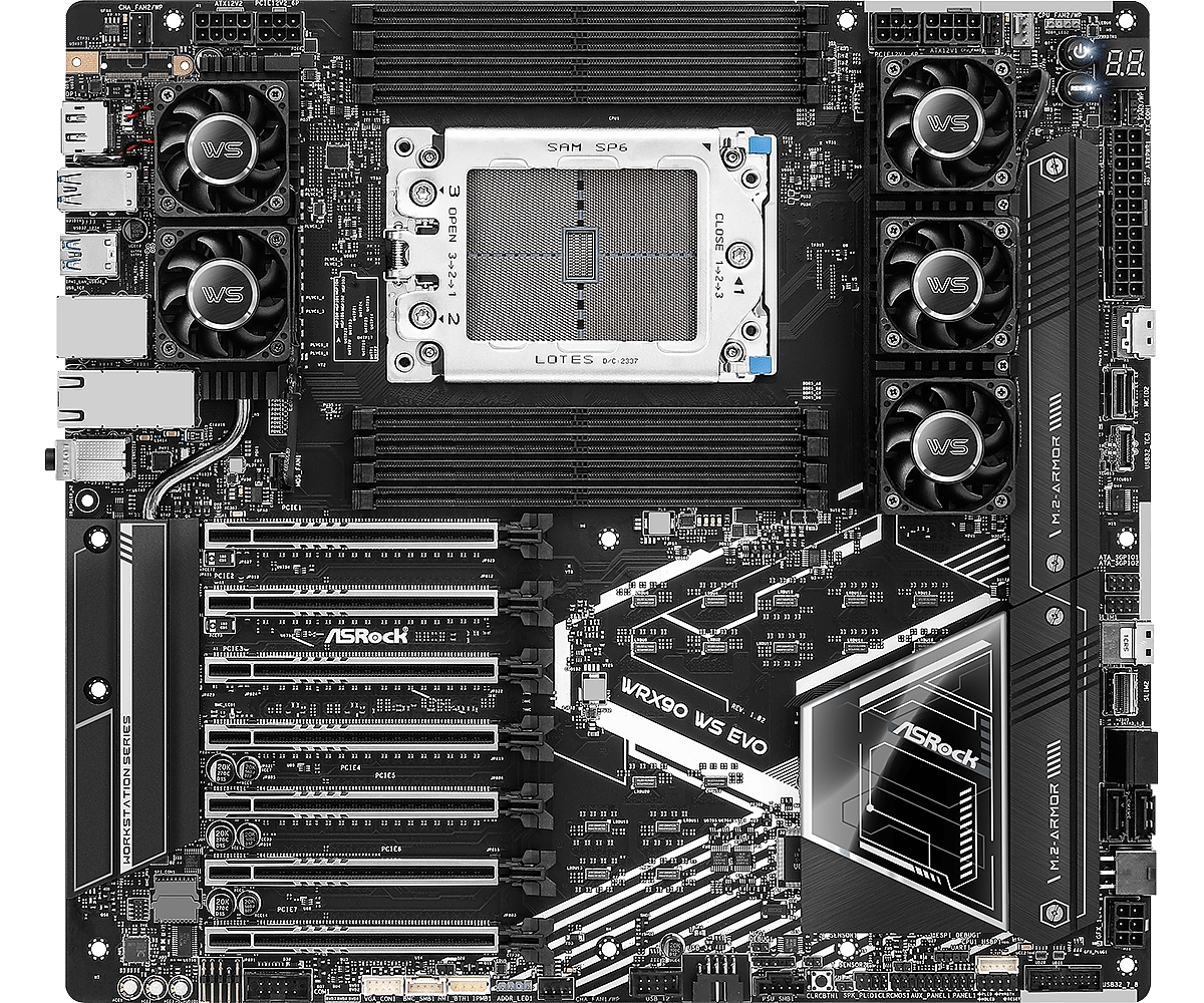 Дънна платка ASROCK WRX90 WS EVO, Socket sTR5, ATX, 8xDDR5