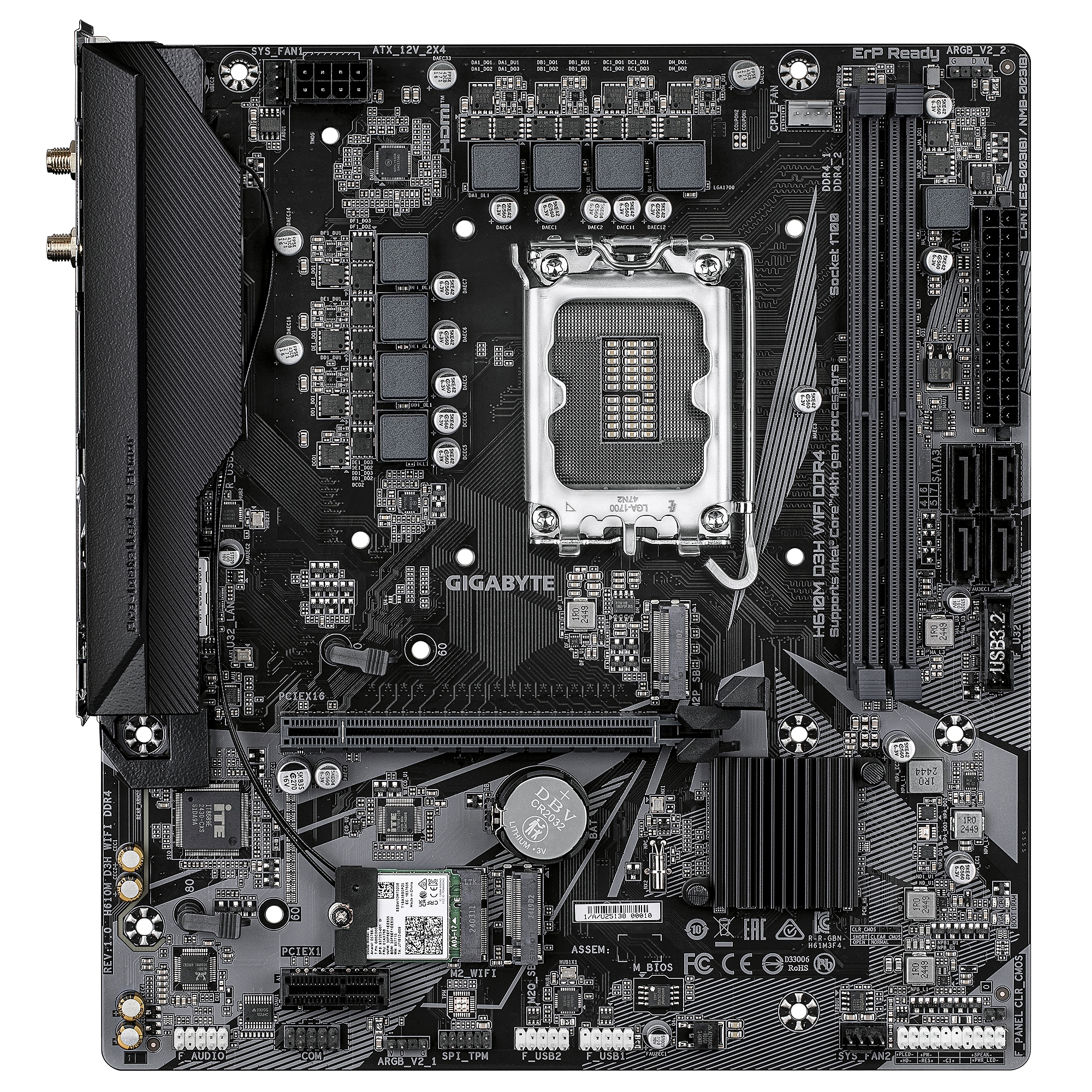 Дънна платка GIGABYTE H610M D3H WIFI DDR4, socket 1700, Micro ATX