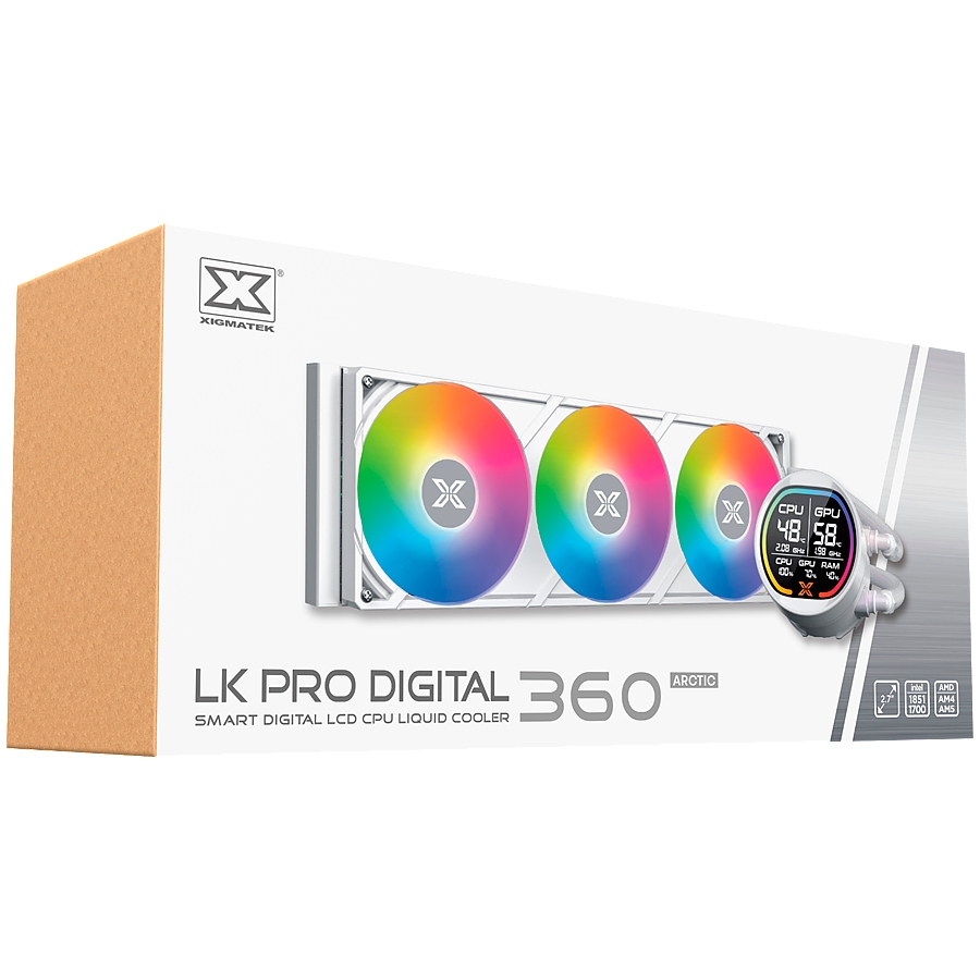 Xigmatek LK Pro 360 Digital Arctic (WH AIO,Digital LCD Pump & 360mm PWM Fan,Mini ARGB Controller,Intel & AMD & 20xx)
