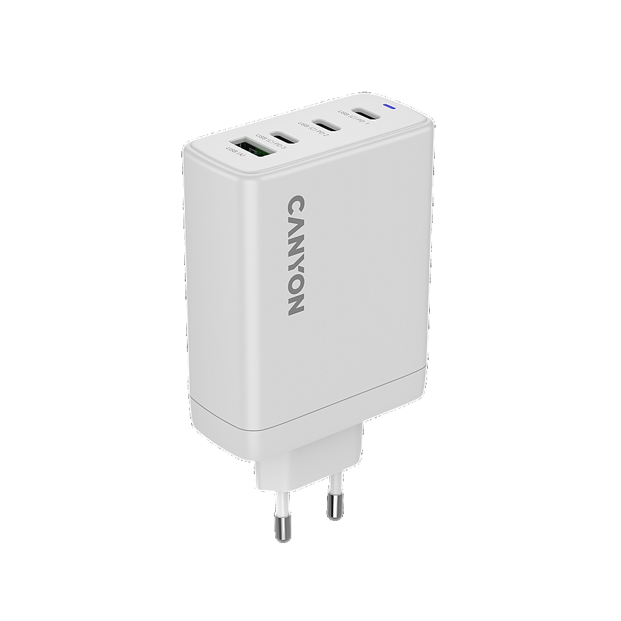 CANYON charger OnCharge 120 GAN Total 120W MAX 3 USB-C +1 USB-A White EU plug