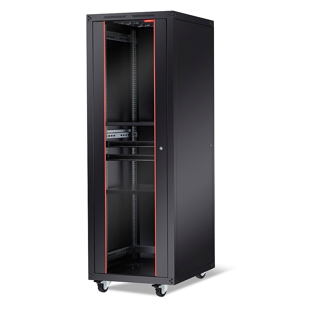 Formrack 19" Free standing rack 42U 600/800mm, height: 2096 mm, loading capacity: 600 kg, front tempered glass door, openable locking sides and back (does not include castor/feet group)
