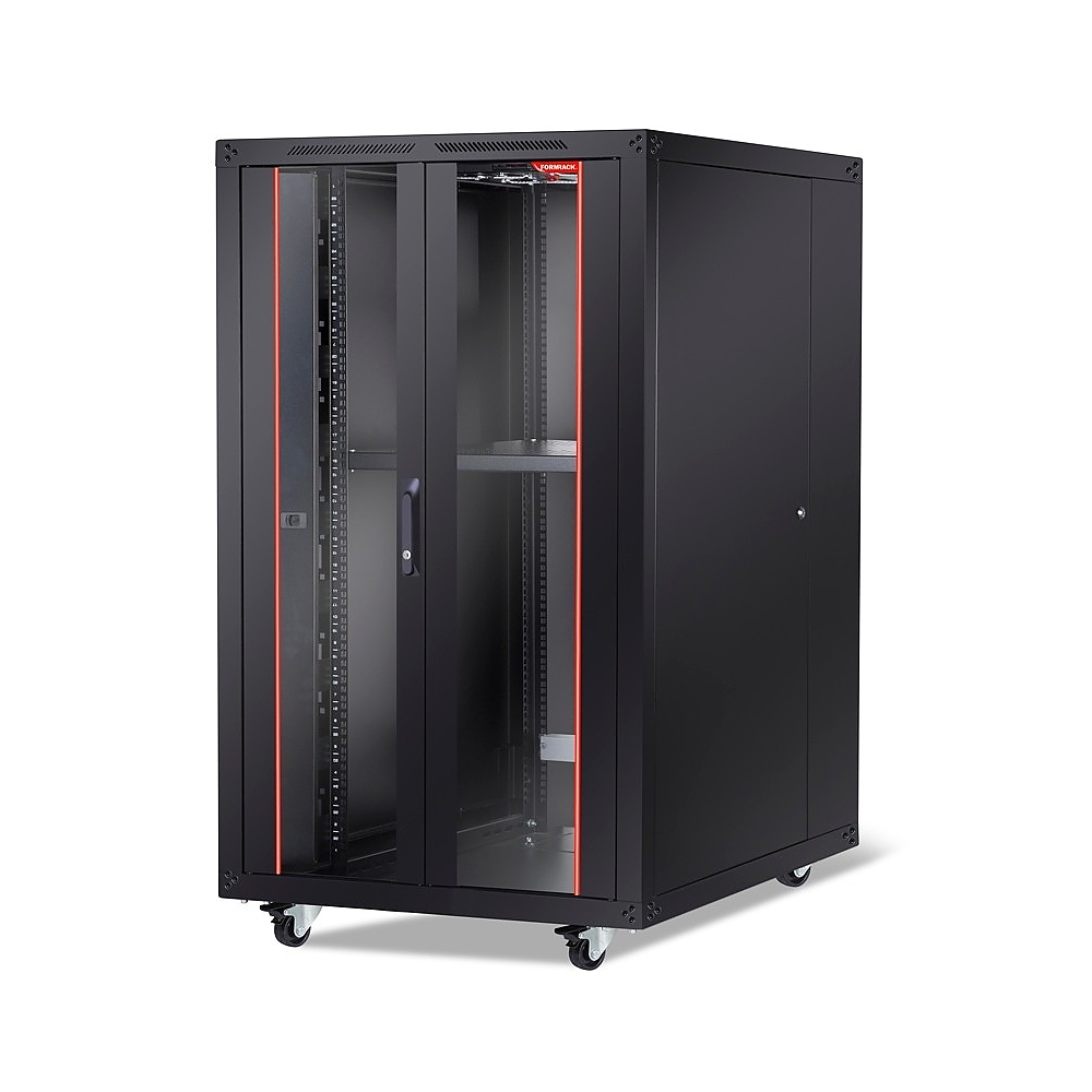 Formrack 19" Free standing rack 32U 800/1000mm, height: 1651 mm, loading capacity: 600 kg, front tempered glass door, openable locking sides and back (does not include castor/feet group)