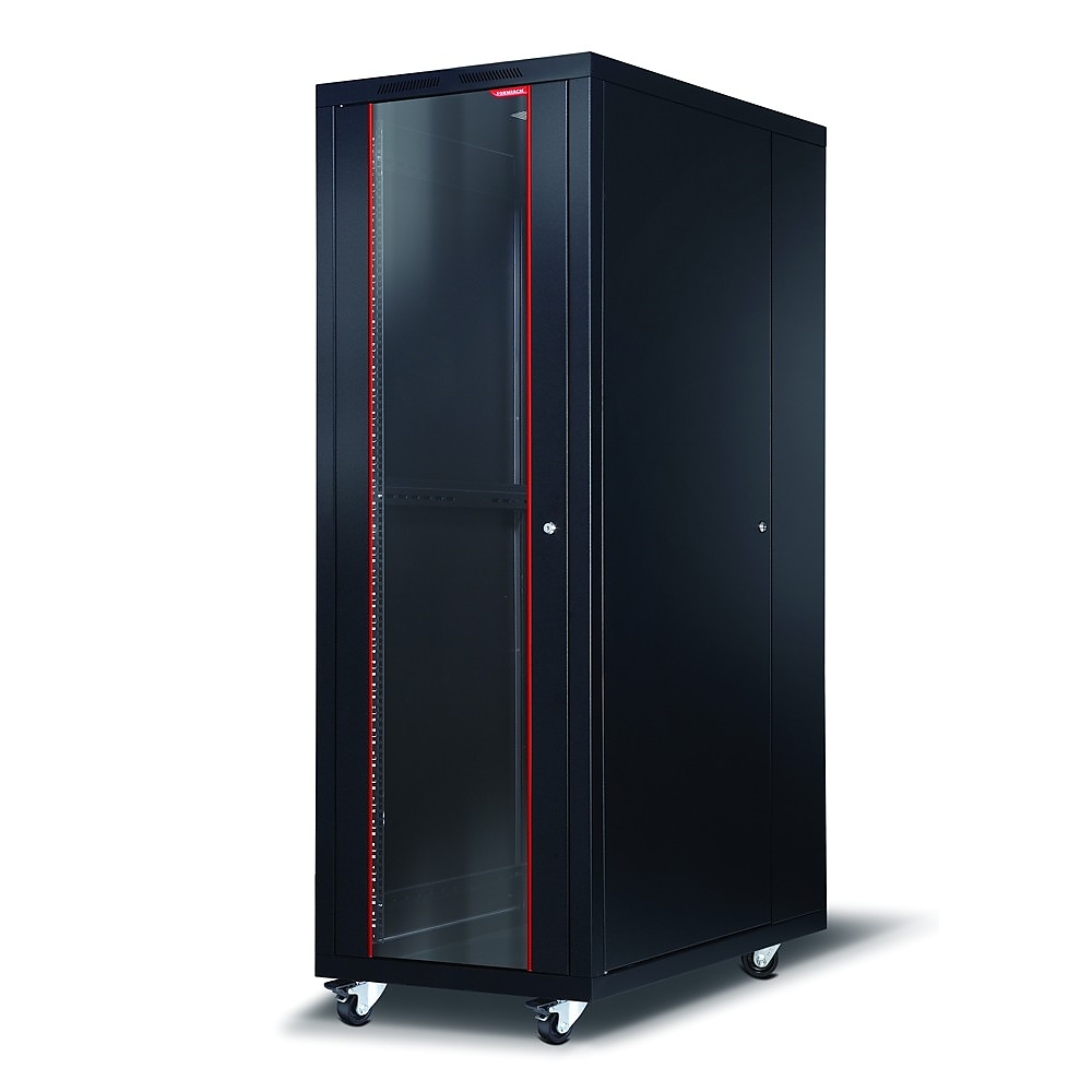 Formrack 19" Free standing rack 36U 600/1000mm, height: 1831 mm, loading capacity: 600 kg, front tempered glass door, openable locking sides and back (does not include castor/feet group)
