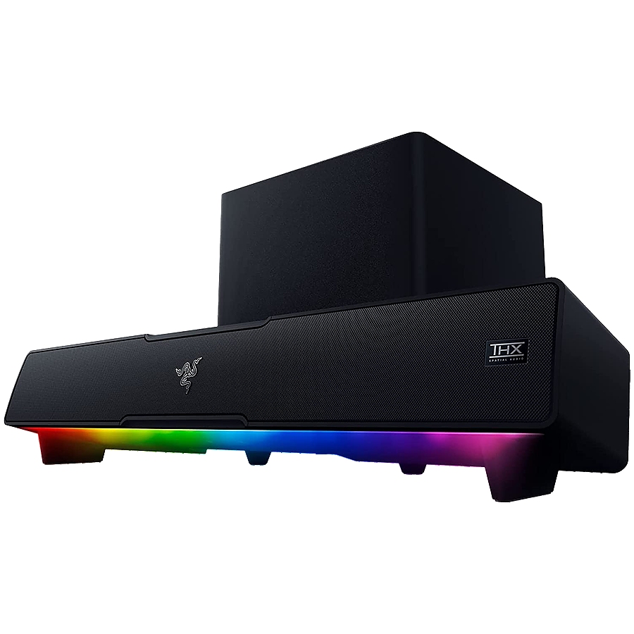 Razer Leviathan V2, PC Gaming Soundbar with Subwoofer,Full Range Drivers: 2 x 2.0 x 4.0" / 48 x 95 mm,Bluetooth 5.2 (60ms low latency),Tweeter Drivers: 2 x 0.75" / 20 mm, USB Audio Input to PC,Razer Chroma&trade; RGB,Razer Audio app
