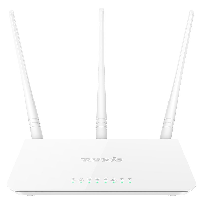 Tenda Wi-Fi Router 300Mbps, 3x5dbi fixed antennas, 1x10/100Mbps WAN Port, 3x10/100Mbps LAN ports; 2.4GHZ, DHCP, PPPoE, Static IP, PPTP, L2TP, WPS, WISP