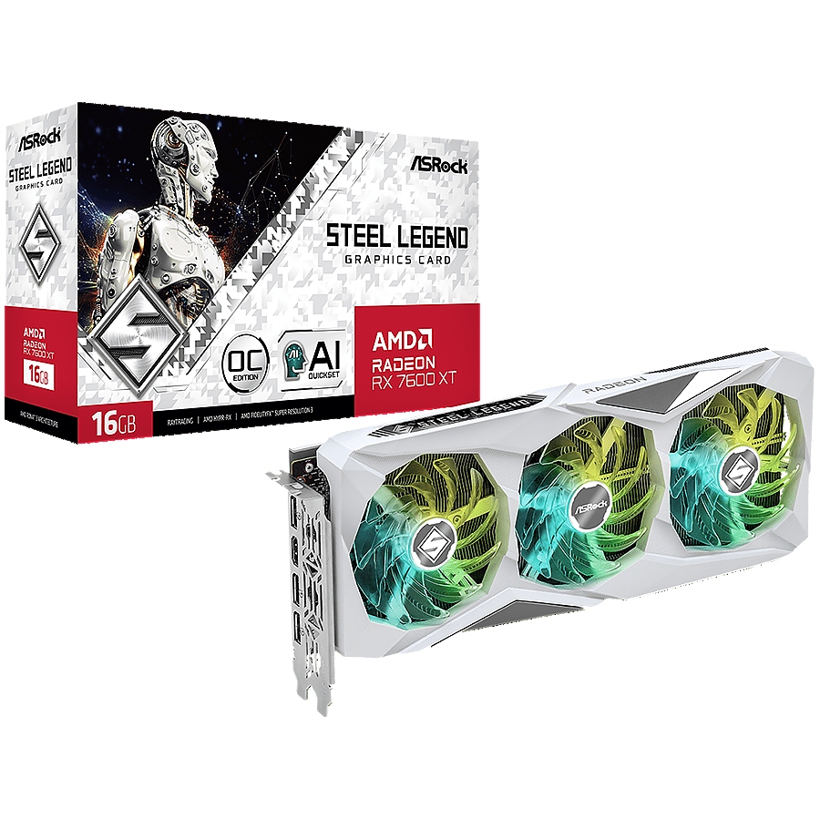 ASROCK Video Card AMD Radeon RX 7600 XT Steel Legend 16G OC