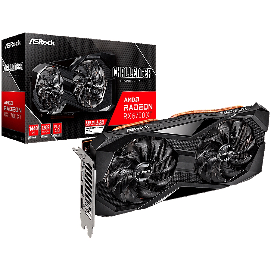 Asrock AMD Radeon RX6700XT Challenger D 12G, GDDR6 192 bit, 1xHDMI, 3xDP 1.4, power 2x8 pin, recomended PSU 650W.
