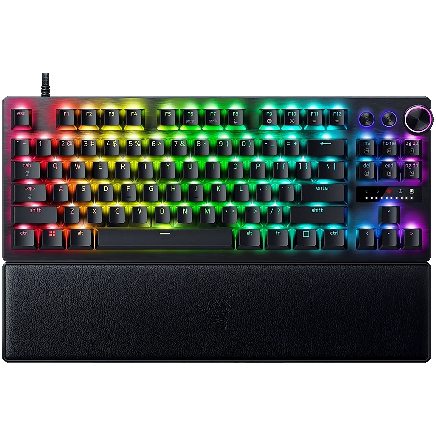 Razer Huntsman V3 Pro Tenkeyless, Gaming keyboard, Analog Optical Switch gen2, Razer Chroma RGB, Magnetic Firm Leatherette Wrist Rest, Multi-function Dial with 3 dedicated button, Detachable Type C Cable, 1000 Hz Polling Rate, Brushed Aluminum Alloy