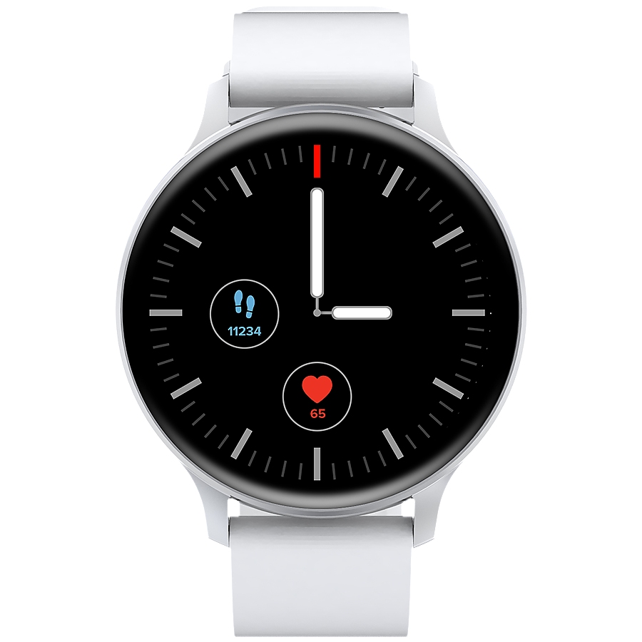 CANYON Badian SW-68, Smartwatch, Realtek 8762CK, 1.28''TFT 240x240px; RAM : 160KB,  Lithium-ion polymer battery, 3.7V 190mAh Include, Silver Zinc alloy middle frame + plastic bottom case+ white Silicone strap + silver strap buckle, 44.9x 10.9mm, strap: 20