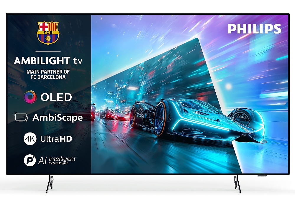 Philips 55OLED761/12, 55" 4K UHD OLED, 3840x2160, 120Hz VRR, DVB-T/T2/C/S/S2, 3 sided Ambilight, HDR10+ Adaptive, Titan OS, Dolby Vision, Atmos, DTS:X, P5 Perfect Picture /Al, AirPlay2  Stream, 1000 nits, BT 5.2, 4*HDMI, 2* USB, 802.11ac,  20W RMS