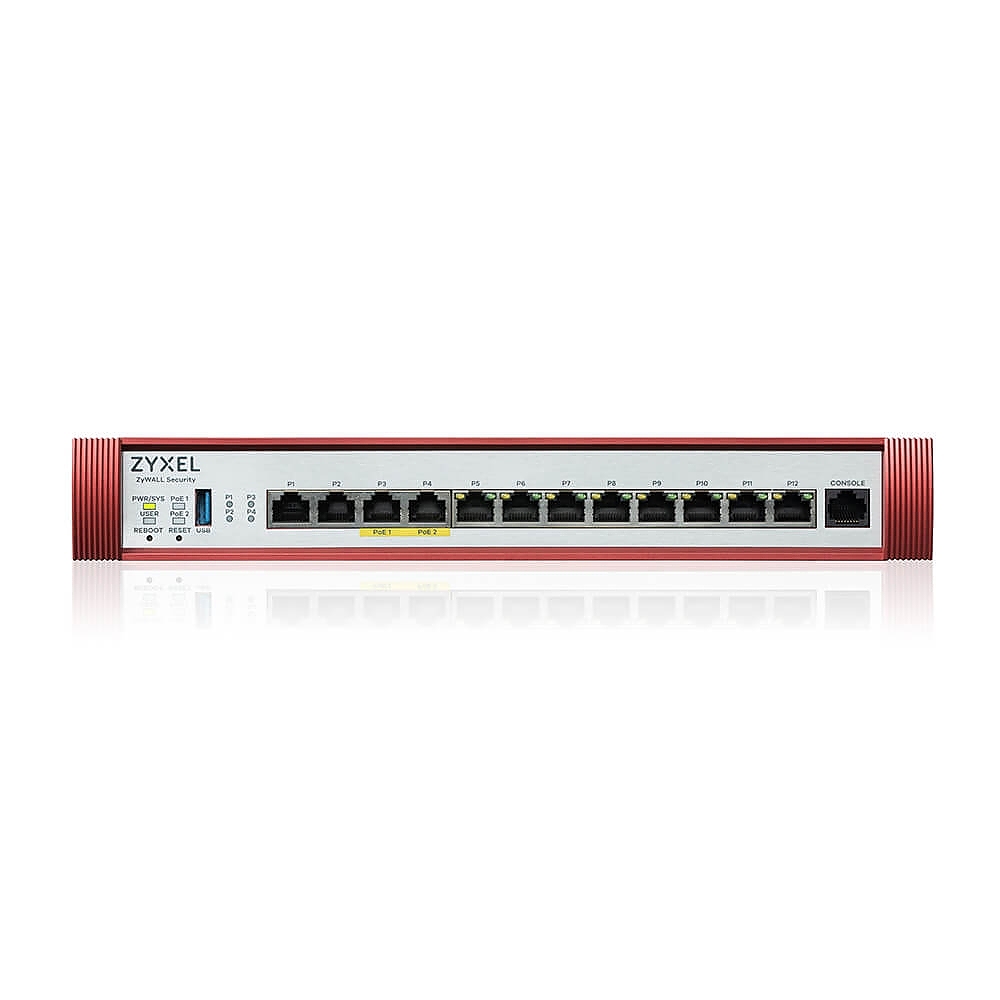 ZyXEL USG FLEX 500 H, User-definable ports with 2*2.5G, 2*2.5G (PoE+) & 8*1G, 1*USB  with 1 YR Entry Defense Pack