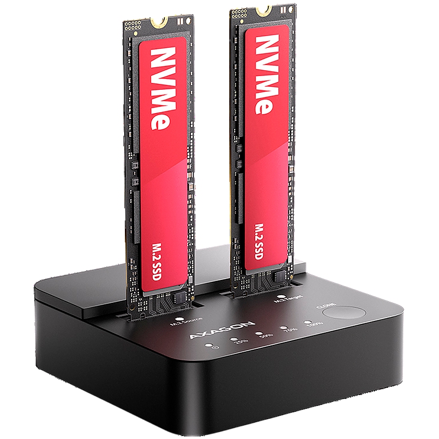 ADSA-M2C22L USB-C 20Gbps docking station for 2 x M.2 NVMe SSD with disk cloning function without PC