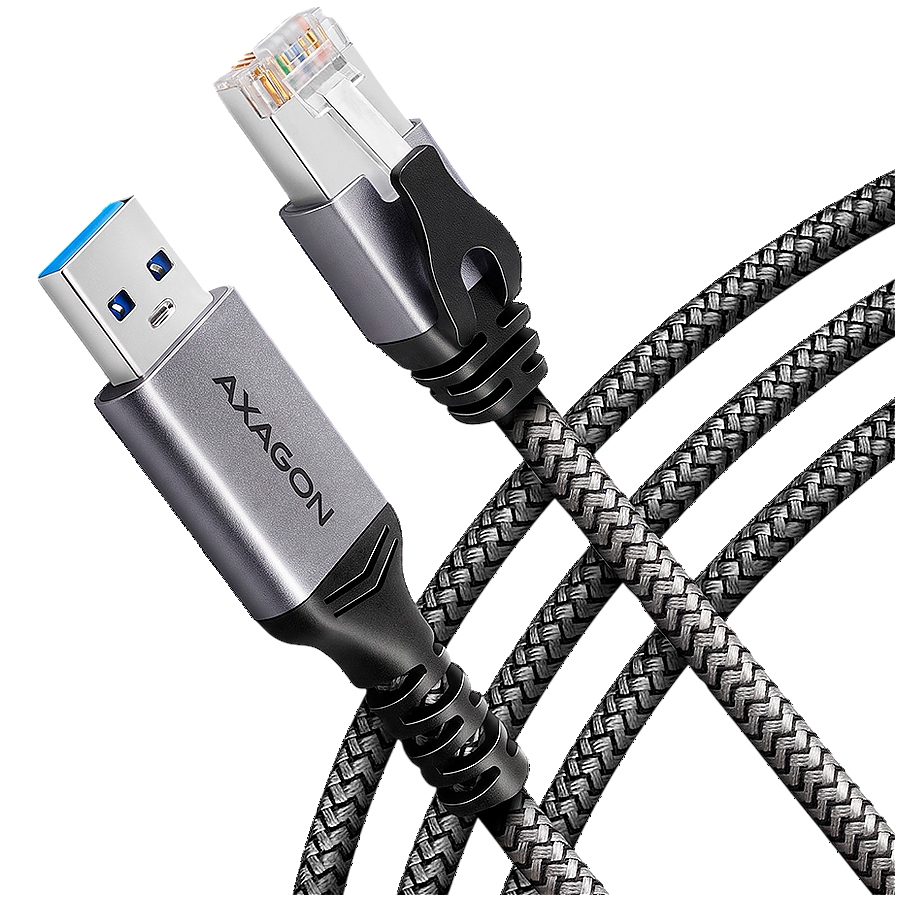 AXAGON ADE-AM15 USB-A 3.2 Gen 1 - RJ-45 cable, Gigabit Ethernet 10/100/1000, 1.5m, braid