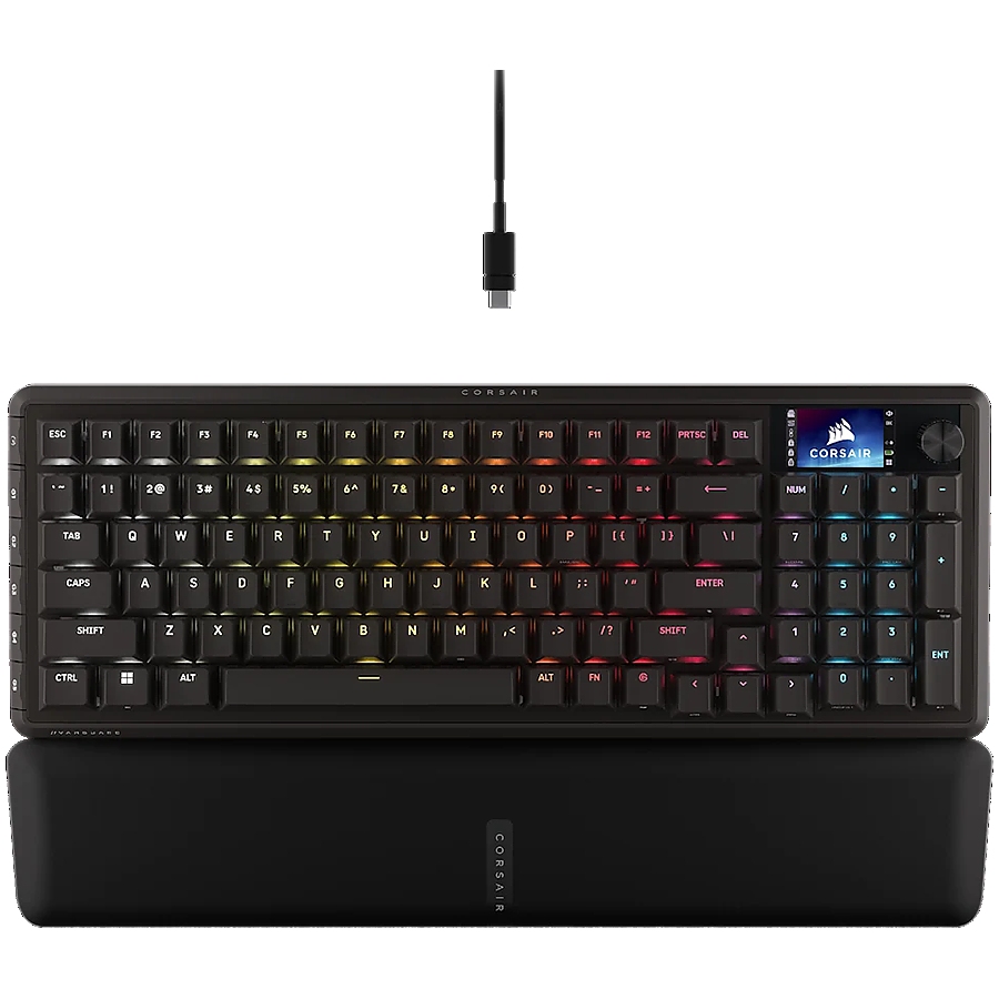 CORSAIR VANGUARD 96 Wireless Mechanical Gaming Keyboard, Backlit RGB LED, CORSAIR MLX Plasma, Black, Black PBT DS Keycaps