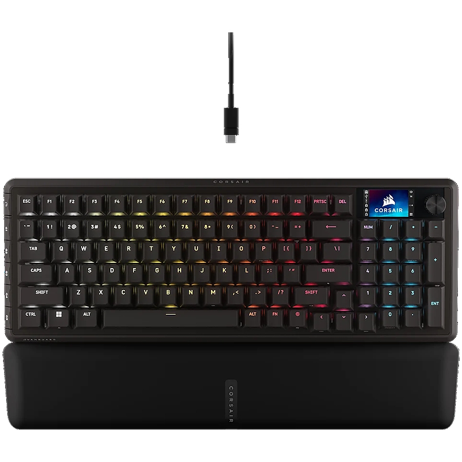 CORSAIR VANGUARD 96 Mechanical Gaming Keyboard, Backlit RGB LED, CORSAIR MLX Plasma, Black, Black PBT DS Keycaps
