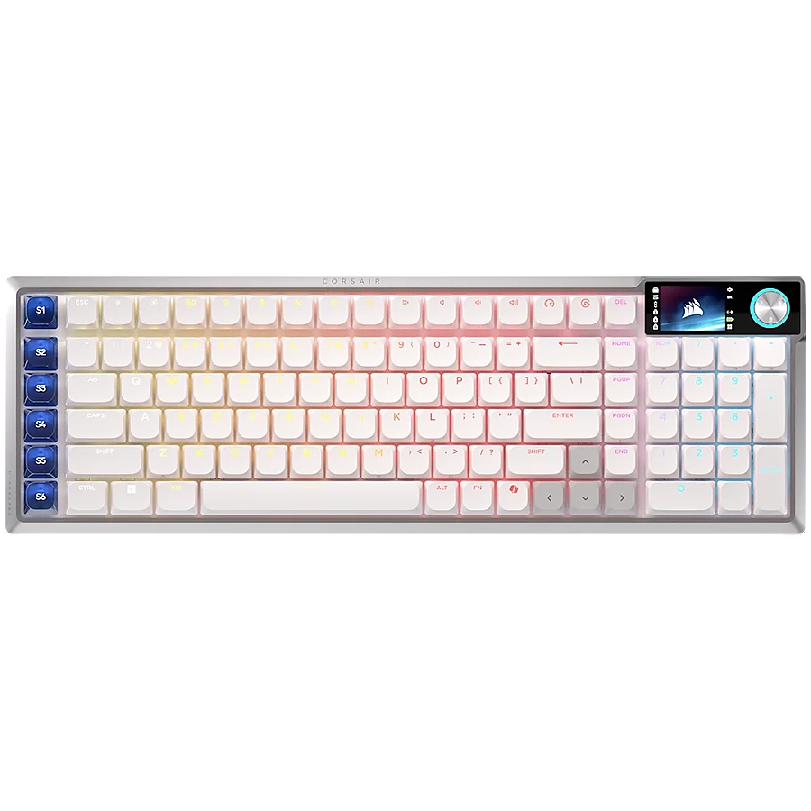 CORSAIR Vanguard Air 99 Wireless Low Profile Optical-Mechanical Gaming Keyboard, Backlit RGB LED, CORSAIR LP OPX, White, PBT DS