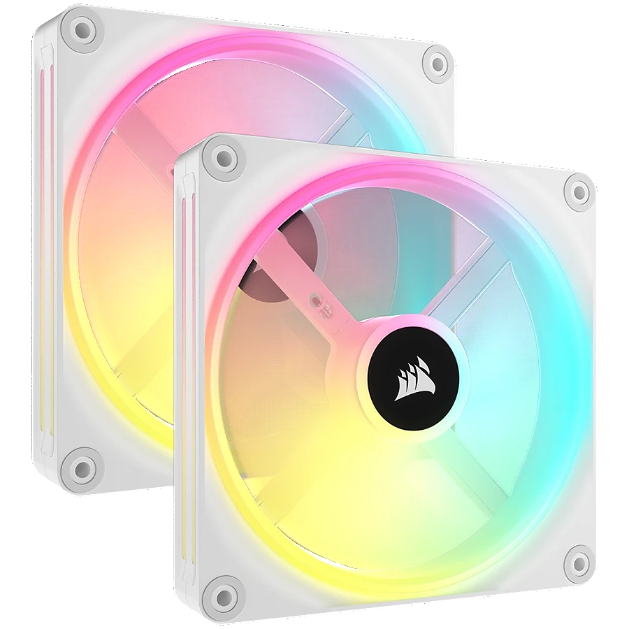 CORSAIR QX RGB Series, iCUE LINK QX140 RGB WHITE, 140mm Magnetic Dome RGB Fan, Dual Fan Kit