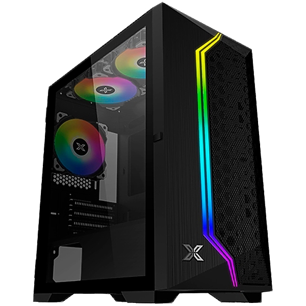 Xigmatek Gemini II EN48649, Black, MATX/ Mini-ITX, U3x1+U2x2, Meshed Grill ARGB LED Frontpanel & Left TG, 3PCS X24F Fixed RGB Fan