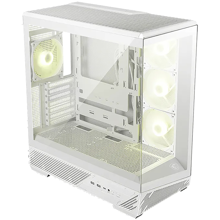MSI MAG PANO 130R PZ WHITE, Mid-Tower, ATX(Back-connect supported)/M-ATX/ITX, 2x USB 3.2, 1x USB Type-C 20Gbs, 1x Audio/Mic, 4x 120mm ARGB Fans, Mesh Panel, Tempered Glass