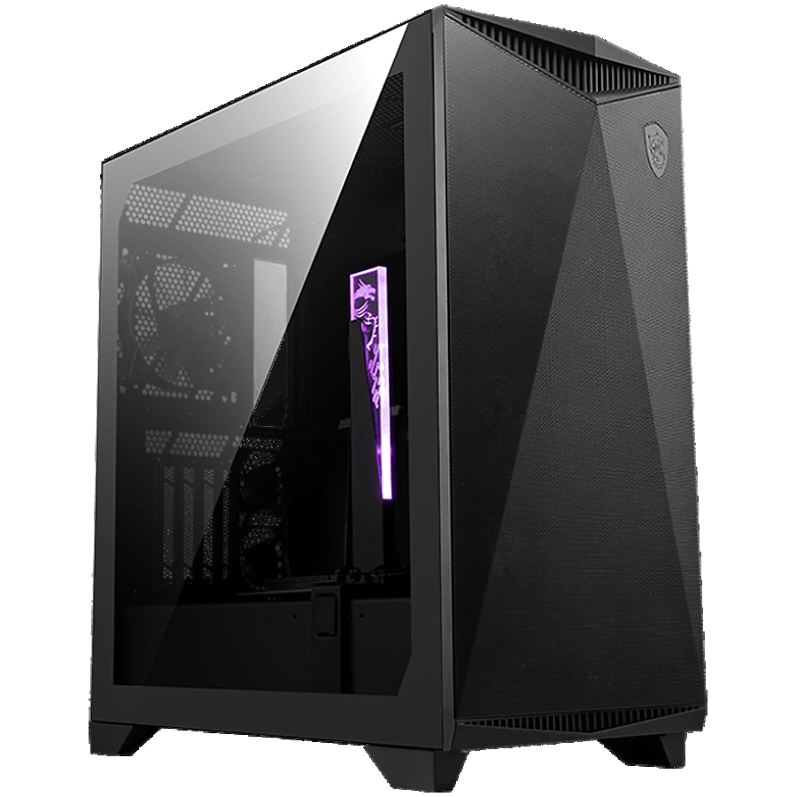 MSI MPG GUNGNIR 300P AIRFLOW, Mid-Tower, E-ATX/ATX/M-ATX/ITX, 2x USB 3.2 Gen 1 Type-A, 1x USB 3.2 Gen 2x2 Type-C, 1x Audio/1x Mic, ARGB Hub, 4x 120mm ARGB Fans, 1mm Perforated Front Panel, 3mm Tempered Glass