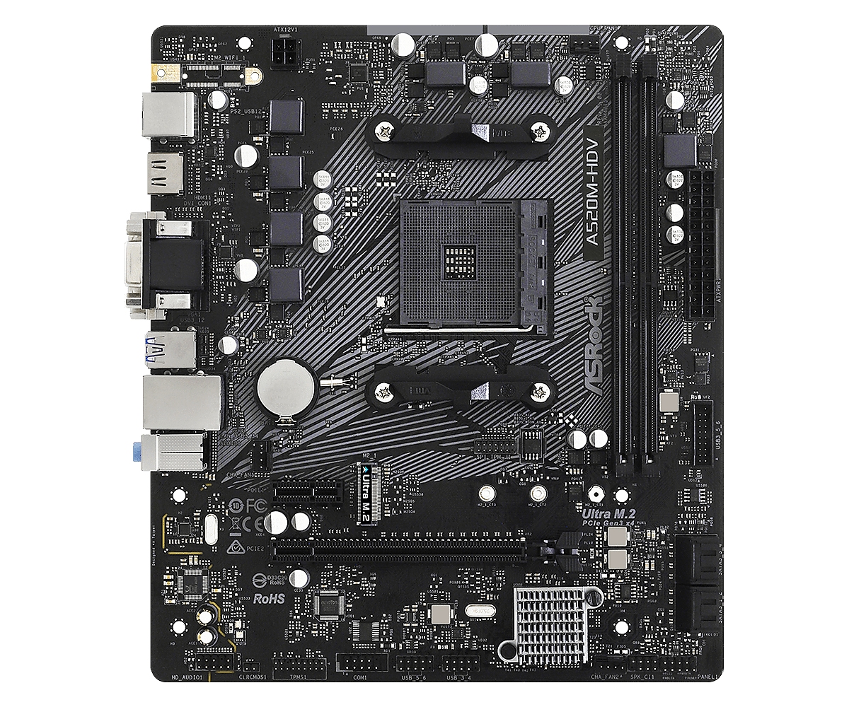 Дънна платка ASRock A520M-HDV, Socket AM4, mATX
