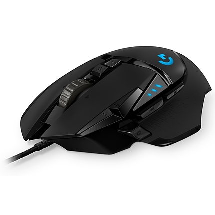 Logitech G502 Mouse, Lightsync RGB, HERO 25K DPI Sensor, 400 IPS, 5x3.6g Optional Weights, 11 Programmable Buttons, 114g, Black
